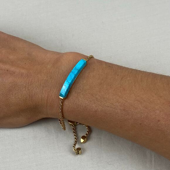 Monica Vinader Linear Turquoise 18K Yellow Gold Vermeil over Sterling Bracelet - Picture 6 of 7